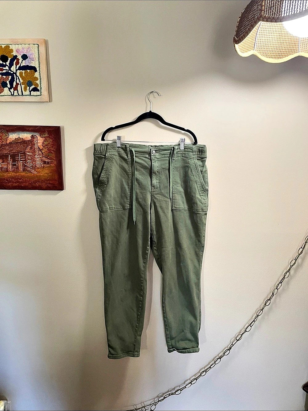 Judy Blue Olive Utility Drawstring Pants Green 20W